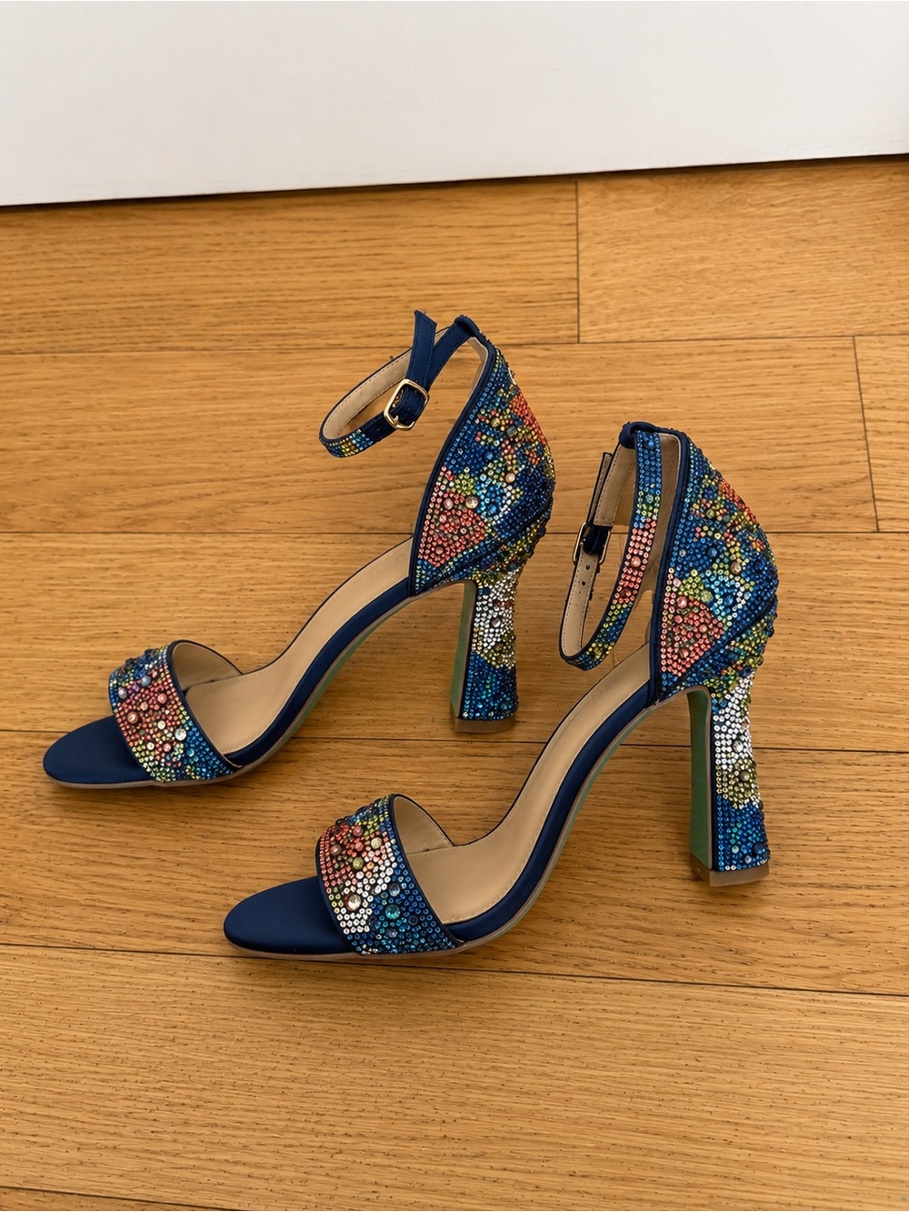 Betsey Johnson Vibrant Multicolor Rhinestone Heels